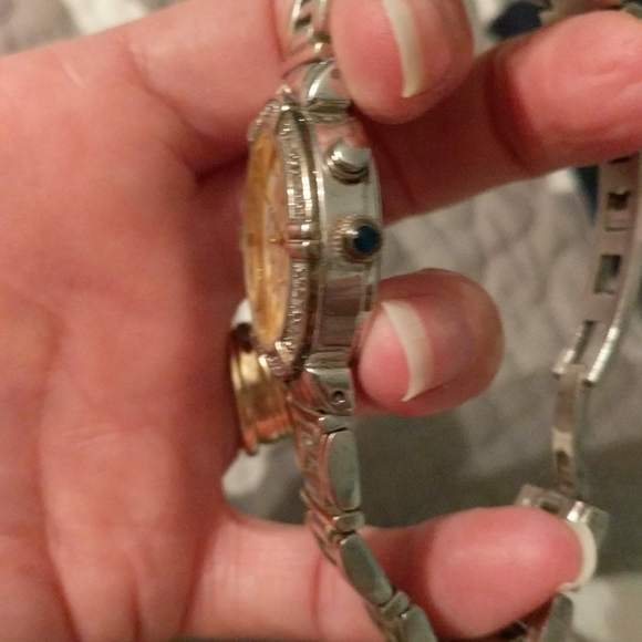 Worn Anne Klein watch with diamonds on bezel - Picture 5 of 5